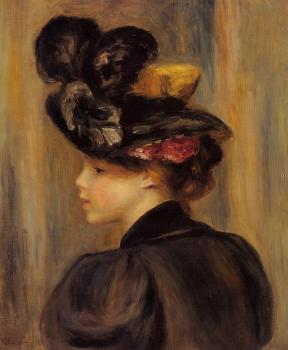 Pierre Auguste Renoir : Young Woman Wearing a Black Hat